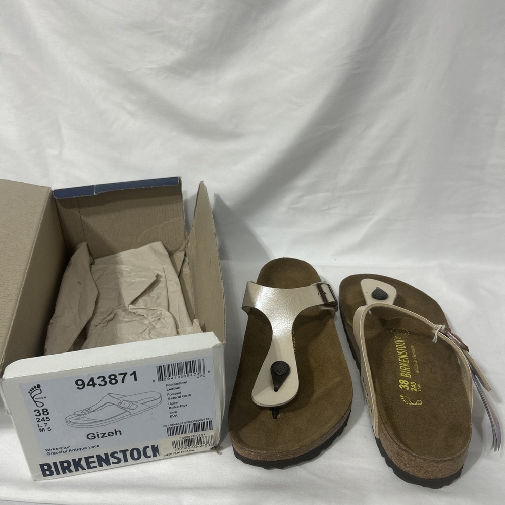 Birkenstock Gizeh Graceful Antique Lace Birko Flor Eva 38 Never Worn W/ Box US 7